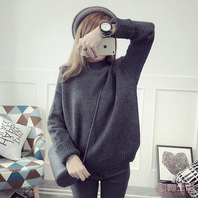 韩系风尚，温暖加码 一款秋冬必备的韩版半高领宽松针织衫